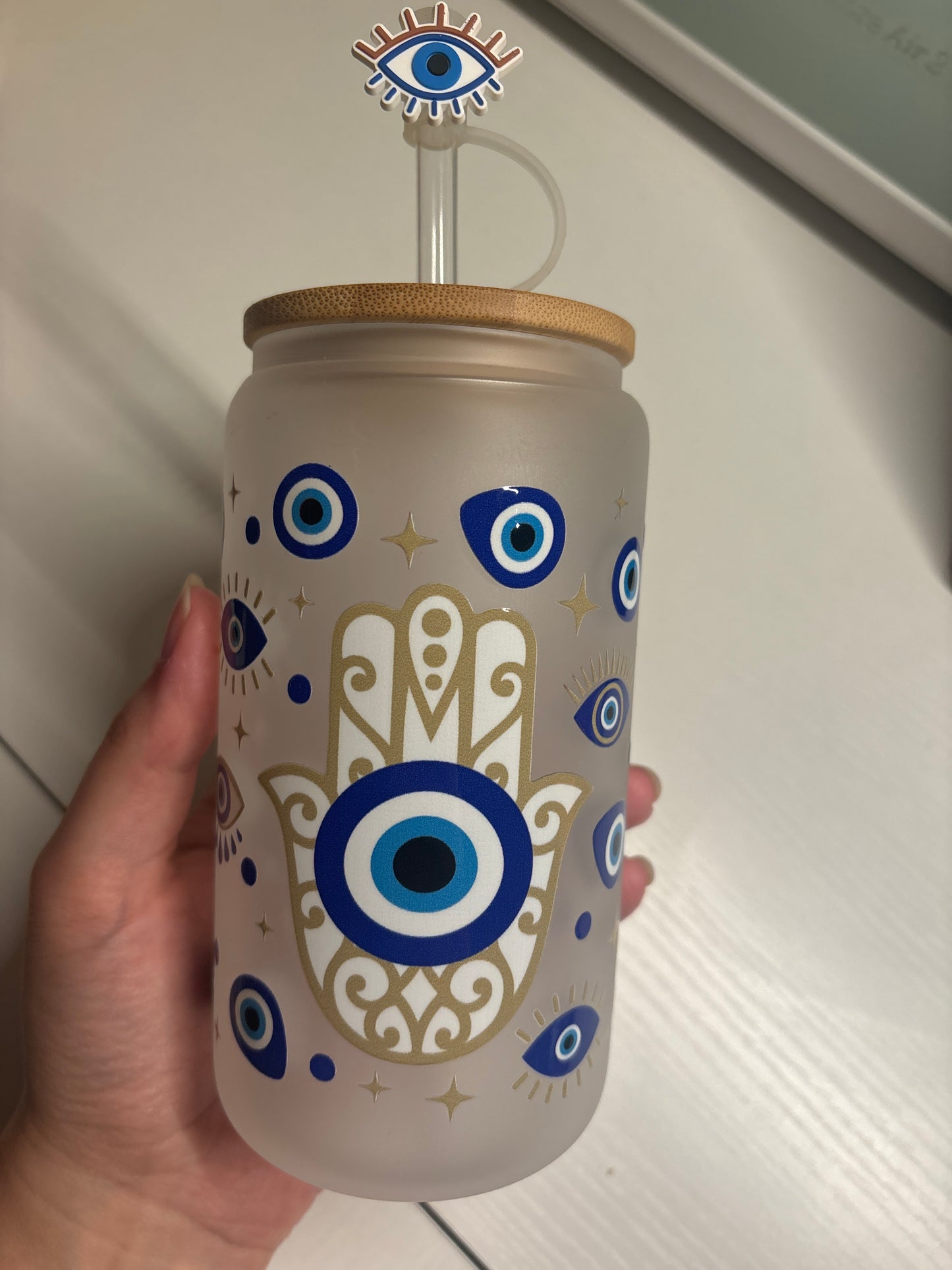 Evil eye frosted cup